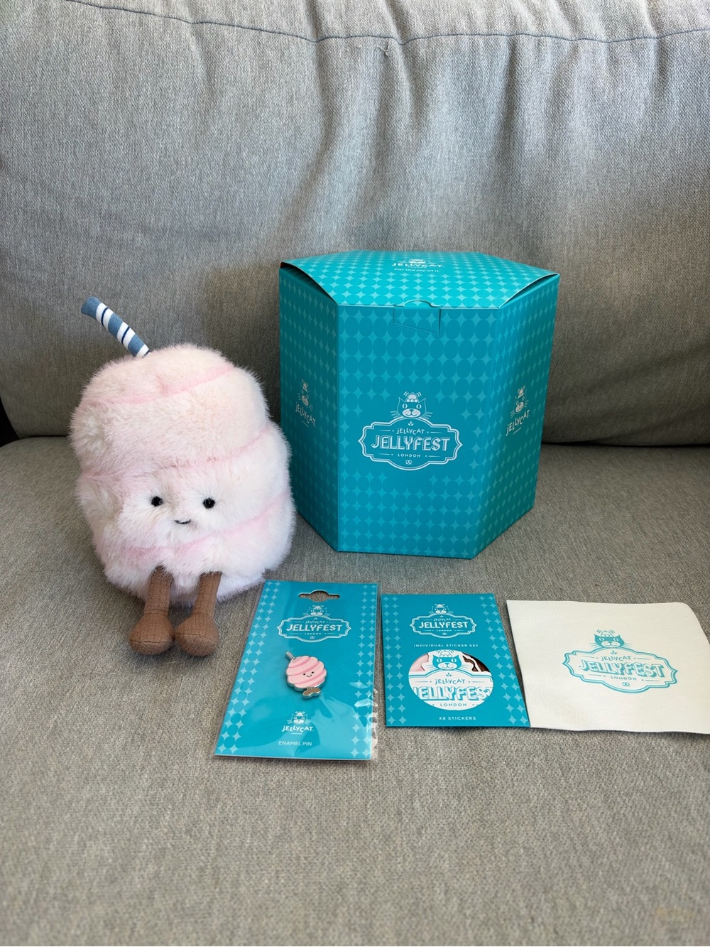 Jellycat Jellyfest Amuseables Kathrin Candy Floss Enamel Pin & Sticker
